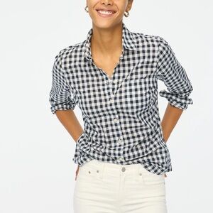 J.Crew factory The Perfect Shirt Black White Gingham Cotton Button Down Top M